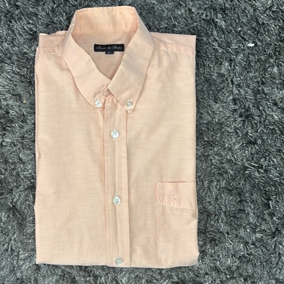 Short sleeves Shirt Mens large Cotton Linen Button Down Pink Casual - Picture 8 of 8
